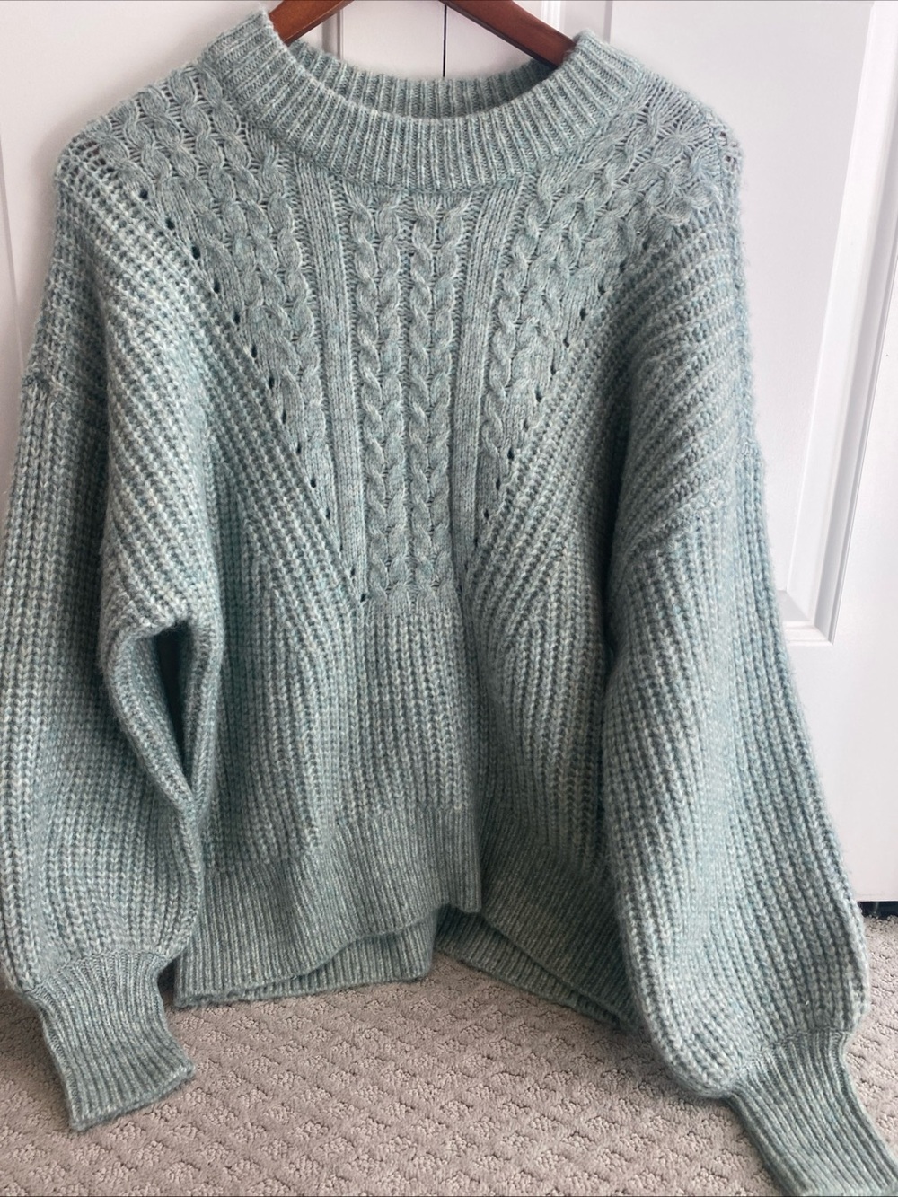 Sonoma Mint Green Cable Knit Crewneck Sweater